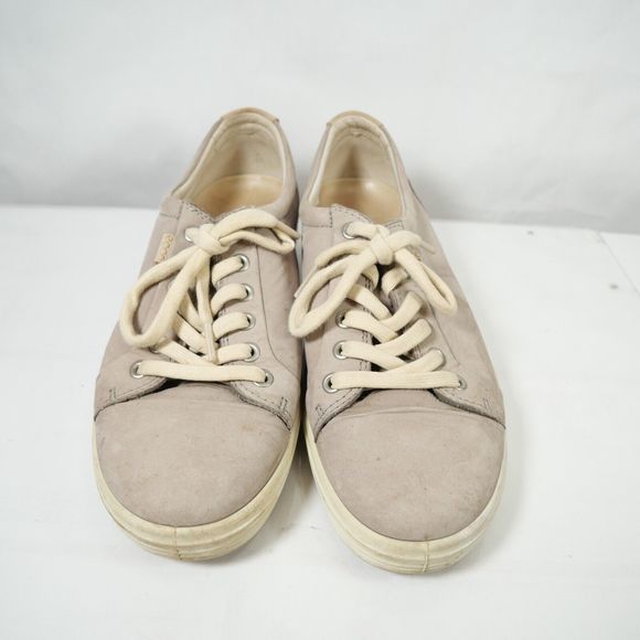 Ecco Soft 7 Suede Leather Lace-Up Sneakers Warm Gray Nubuck Size EU 41 US 10 - Picture 6 of 9